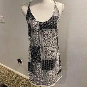 {B. Darlin} Black & White Pattern Spaghetti Strap Dress
